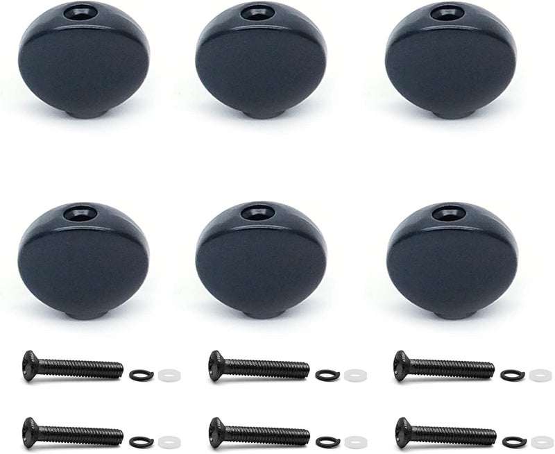 harpfeas 6PCS Metal Small Oval Guitar Tuning Peg Buttons,Tuning Key Button Heads Tuners Machine Handle for Folk Electric and Acoustic Guitar (Black) - Image 1